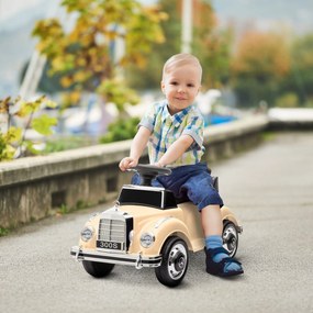 HOMCOM Masina Electrica pentru Copii, Auto pentru Copii Mercedes-Benz 6V cu Muzica, Varsta 18-48 Luni, Bej | Aosom RO
