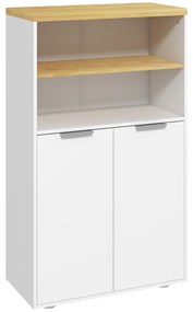 kleankin Mobilier de depozitare pentru baie cu 2 uși și 2 compartimente deschise dim.  60L x 30A x 102H cm, alb | Aosom Romania