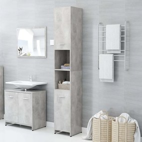 802601 vidaXL Dulap de baie, gri beton, 30x30x183,5 cm, PAL