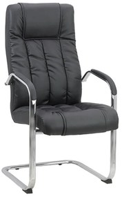 Scaun vizitator negru OFF 8115 din piele ecologică și cadru cromat tip sanie