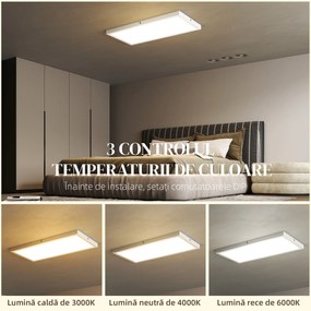 HOMCOM Set de 2 Plafoniere LED Subțiri cu Design Minimalist și Modern, Reglabile, Candelabru LED din Oțel și Plastic, 60x30x3,7 cm, Alb | Aosom Romania