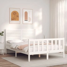 3193177 vidaXL Cadru de pat cu tăblie dublu mic, lemn masiv