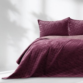 Cuvertură roz-închis matlasată din catifea 220x240 cm Laila – AmeliaHome