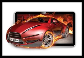 Fototapet - Mașina roșie în flăcări (254x184 cm), în 8 de alte dimensiuni noi