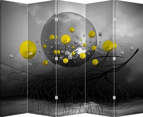 Paravan - Bile abstracte galbene (210x170 cm)