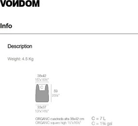 Ghiveci plante design decorativ exterior/interior Organic high square 38x42x57cm