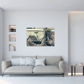 Tablou - Bicicleta de epocă cu flori (90x60 cm)