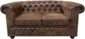 Canapea clasica stil englezesc Chesterfield 2 locuri maro antic