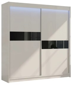 Expedo Dulap cu uși glisante ADRIANA, 200x216x61, alb/sticlă neagră