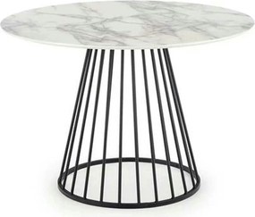 Masa rotunda sufragerie BRODWAY, alb cu efect de marmura, 110x110x75 c