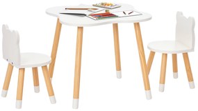 HOMCOM Set de Masă și Scaun din Lemn pentru Copii, Masă de Activități pentru Copii cu Vârsta de 3+ ani, 56x56x50 cm, Gri | Aosom Romania