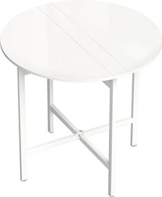 HOMCOM Masă de sufragerie pliabilă, masă de bucătărie rotundă Ø 80 cm pentru 4 persoane cu 2 extensii, picioare din oțel, alb | Aosom Romania