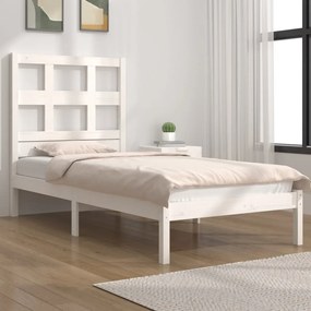 3104439 vidaXL Cadru de pat 2FT6 Small Single, alb, 75x190 cm, lemn masiv pin