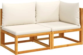 vidaXL Canapea de grădină cu perne, 2 locuri, lemn de salcâm și frânghie