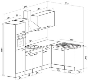 Mobilă de bucătărie Yorki 280 cu corp alb și față alb satinat