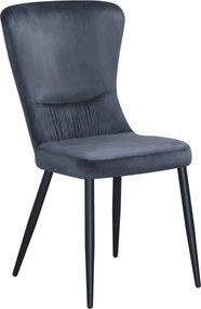 Scaun MIA, gri inchis/negru, stofa catifelata/metal, 51x62x95 cm