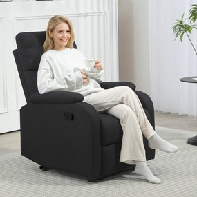 HOMCOM Fotoliu Recliner din In cu Suport Reglabil pentru Picioare, 69x91,5x103 cm, Negru | Aosom Romania