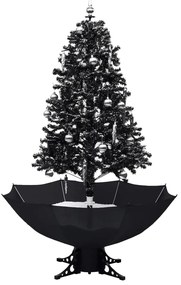 Brad de Craciun cu ninsoare si baza umbrela, negru, 170 cm, PVC 1, Negru, 170 cm