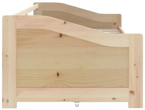 Pat de zi cu 3 locuri cu sertare, 90x200 cm, lemn masiv de pin Maro