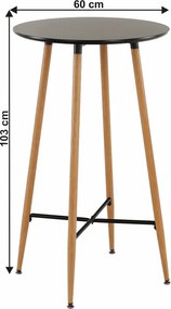 Masă de bar, negru/stejar, diametru 60 cm, IMAM