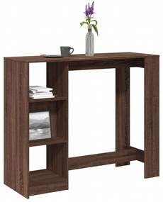 vidaXL Masă bar cu raft, stejar maro, 124x46x103,5 cm, lemn prelucrat