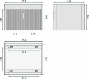 Set mobilier de baie cu lavoar Astor 60cm Grey