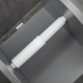 kleankin Dulap de baie suport hârtie igienică cu dulap și rafturi reglabile 20 x 20 x 80 cm gri | Aosom Romania