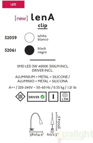 Lampa LED de birou neagra cu clip flexibila, LENA 52061