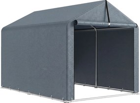 Outsunny Garaj Motociclete pentru Exterior 1,6x2,2m, Tenta Garaj cu Acoperire Impermeabilă, Ușă cu Fermoar, pentru Biciclete și Unelte din Oțel Zincat, Gri | Aosom Romania