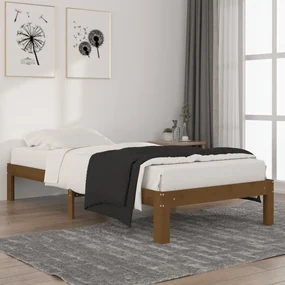 810353 vidaXL Cadru de pat, maro miere, 90x200 cm, lemn masiv de pin