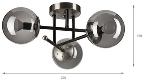 Brilagi - Lustră aplicată MALIVA 3xE14/15W/230V crom mat/sticlă fumurie