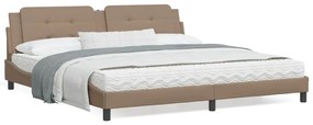 3208209 vidaXL Cadru de pat cu tăblie, cappuccino, 200x200 cm, piele ecologică