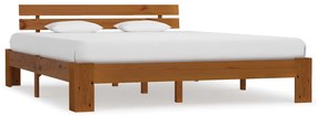 283182 vidaXL Cadru de pat cu tăblie, maro miere, 160x200 cm, lemn masiv pin