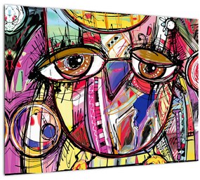 Tablou pe sticlă - Artă stradală - bufniță (70x50 cm)