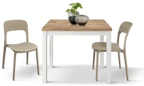 PAZZO DESIGN Masă extensibilă Giuliano, stejar rustic, laminat, fabricată în Italia, bază albă, 90 x 90 x 76,5 cm | Aosom Romania