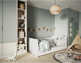 Pat pentru copii alb cu saltea/cu somieră 80x200 cm Duuli – ELTAP