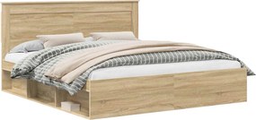 vidaXL Cadru de pat cu headboard Sonoma 200 x 200 cm Lemn de pin masiv