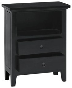 337887 vidaXL Noptieră, 60x30x75 cm, negru, lemn masiv de mahon