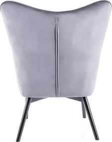 Fotoliu Carmen velvet gri Blu14/negru mat