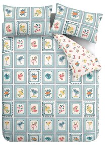 Lenjerie de pat albastră pentru pat de o persoană 135x200 cm Riviera Tiles – Catherine Lansfield