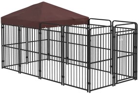 PawHut Cotet Exterior pentru Caini Tarc cu Copertină Impermeabilă pentru Talie Medie și Mare Maro | Aosom Romania