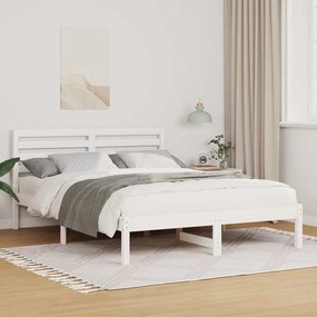 vidaXL Cadru de pat cu headboard Alb 120 x 200 cm Lemn de brad solid
