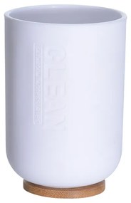 Pahar baie 300 ml, 7x7x11 cm, bambus/polimer, alb/natur