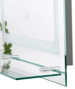 Oglinda de Baie LED touch cu raft modern pentru bai turcesti 70 x 50 cm Argintiu kleankin | Aosom RO
