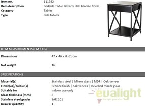 Noptiera eleganta cu blat din oglinda Beverly Hills bronz 111922 HZ