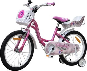 Bicicleta pentru copii NOVOKIDS™ Splend'Or Boom PRO Edition, Cu cosulet pentru papusi, Roti 14" inch, Maxim 50 kg, Cadru din otel, Roti ajutatoare