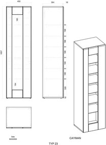 Vitrină fronturile MDF negru lucios