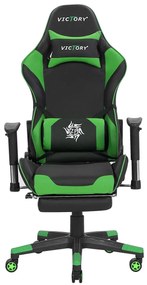 Scaun de birou VITTORE (piele artificială) (negru + verde). 1019108