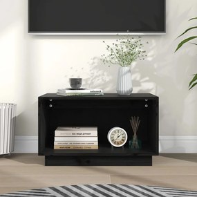 Comoda TV, negru, 60x35x35 cm, lemn masiv de pin 1, Negru