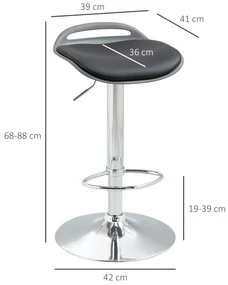 HOMCOM Set de 2 Scaune de Bar cu Înălțime Reglabilă și Suport pentru Picioare, 39x41x68-88 cm, Negru | Aosom Romania